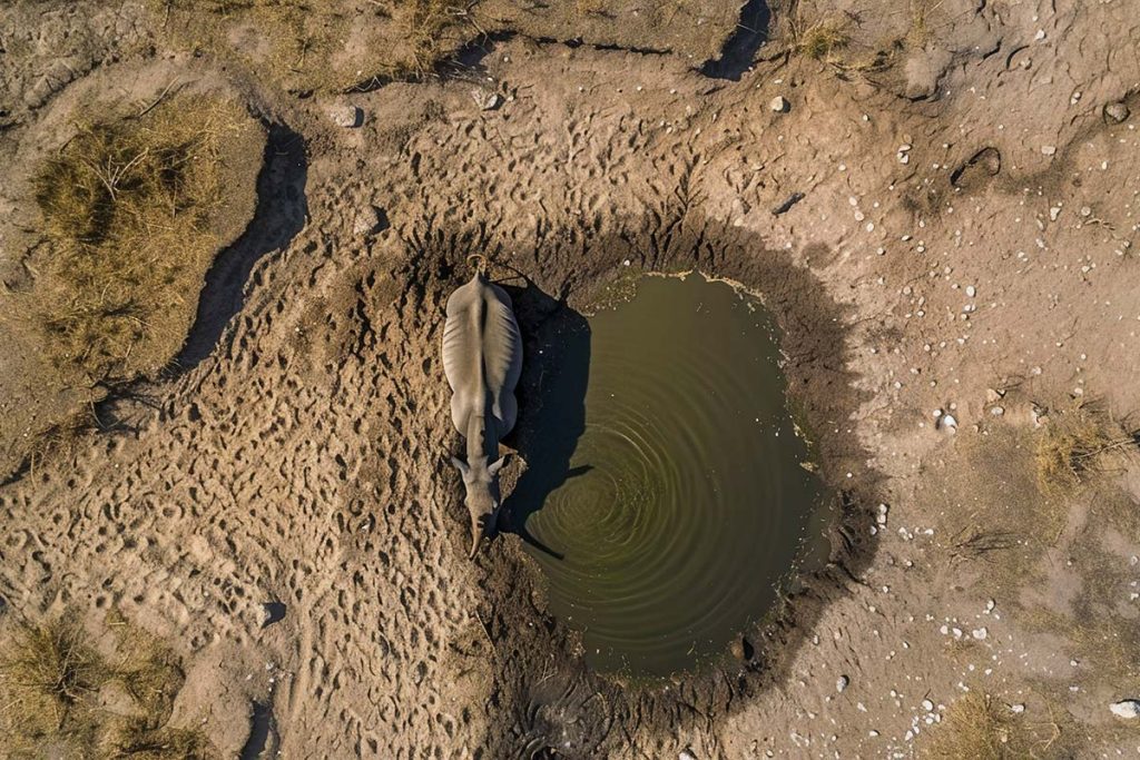 aerial view of famished animal