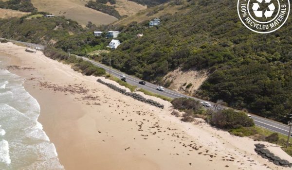 Rock Bags providing beach erosion protection