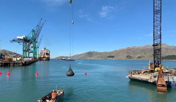 Wharf scouring protection using Rock Bags