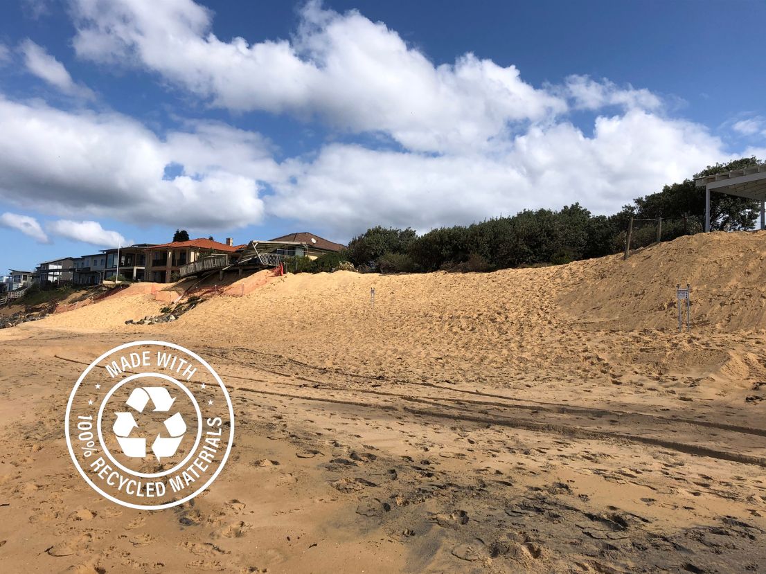Wamberal Beach section 2: Kyowa Rock Bags fully covered 1 month after deployment